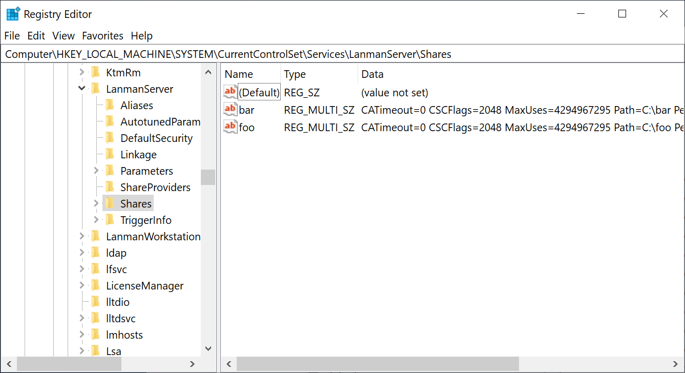 Registry Editor screenshot